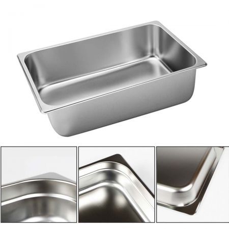 2X Gastronorm GN Pan Full Size 1/1 GN Pan 20cm Deep Stainless Steel Tray With Lid