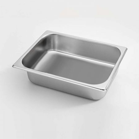 2X Gastronorm GN Pan Full Size 1/2 GN Pan 6.5cm Deep Stainless Steel Tray With Lid