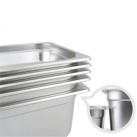 6X Gastronorm GN Pan Full Size 1/2 GN Pan 10cm Deep Stainless Steel Tray With Lid