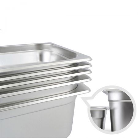 2X Gastronorm GN Pan Full Size 1/3 GN Pan 6.5 cm Deep Stainless Steel Tray With Lid