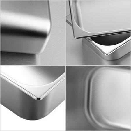 2X Gastronorm GN Pan Full Size 1/3 GN Pan 6.5 cm Deep Stainless Steel Tray With Lid