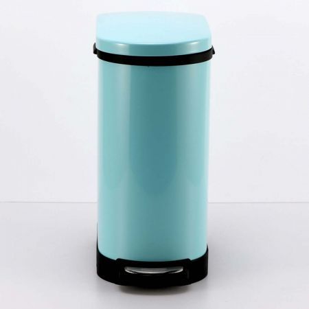 Foot Pedal Stainless Steel Rubbish Recycling Garbage Waste Trash Bin 10L U Blue