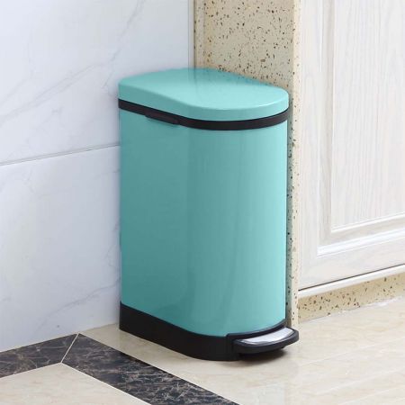 Foot Pedal Stainless Steel Rubbish Recycling Garbage Waste Trash Bin 10L U Blue