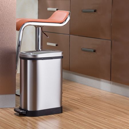 Foot Pedal Stainless Steel Rubbish Recycling Garbage Waste Trash Bin 10L U