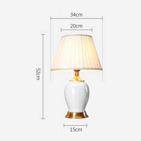 Ceramic Oval Table Lamp with Gold Metal Base Desk Lamp White