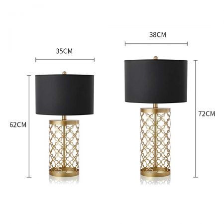 Golden Hollowed Out Base Table Lamp with Dark Shade