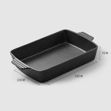 33cm Cast Iron Rectangle Bread Cake Baking Dish Lasagna Roasting Pan