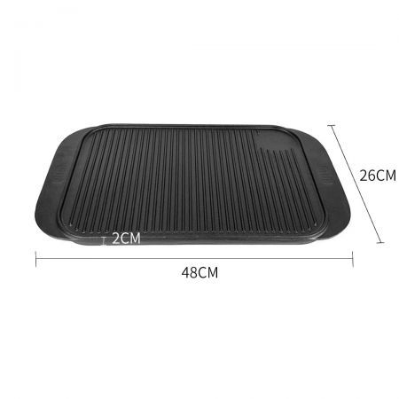 47cm Cast Iron Ridged Griddle Hot Plate Grill Pan BBQ Stovetop