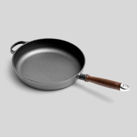 2X 29cm Round Cast Iron Frying Pan Skillet Steak Sizzle Platter with Helper Handle