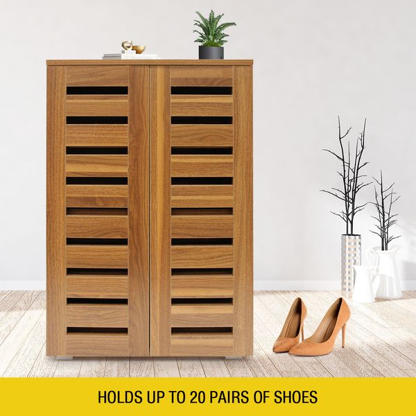 4 Tier Wooden Shoe Storage Cabinet Shoe Rack Shelf Organiser Cupboard for 20 Pairs Shoes