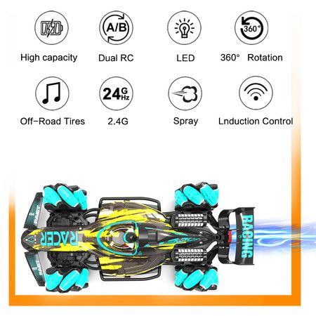 2021 Newest RC 2.4G remote control car toy drift racing high speed small spray stunt led spary music 3 in 1 car