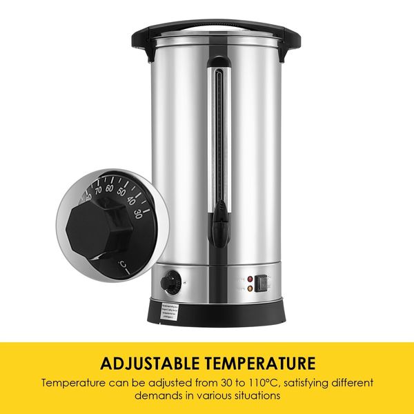 Maxkon 28L Stainless Steel Hot Water Urn 2500W Electric Hot Beverage Dispenser with Boil Dry Protection