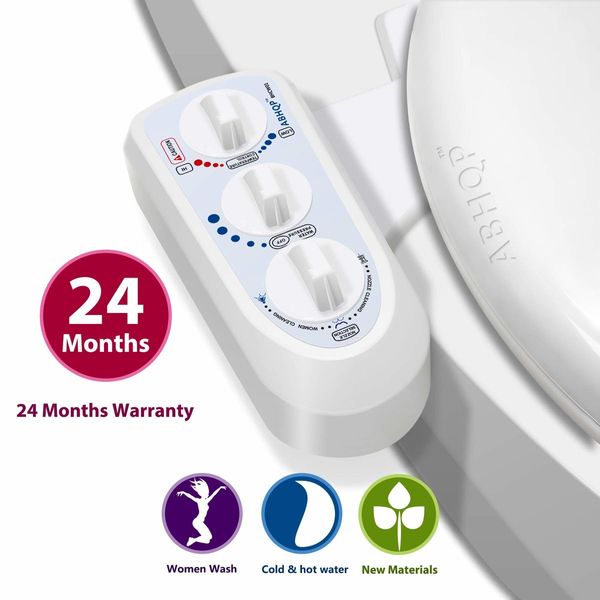 Self Cleaning Hot and Cold Water Bidet  Dual Nozzle (Male & Female) - Non-Electric Mechanical Bidet Toilet Attachment  With Temperature 12 Mo
