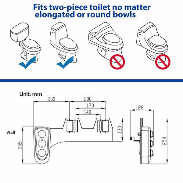 Self Cleaning Hot and Cold Water Bidet  Dual Nozzle (Male & Female) - Non-Electric Mechanical Bidet Toilet Attachment  With Temperature 12 Mo