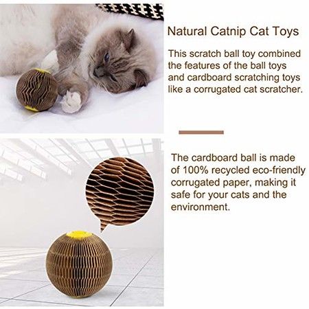 Cat Scratch Toy, Upgraded Cat Toys for Indoor Cats, Cardboard Chew Toy for Kittens, Refillable Catnip Toy