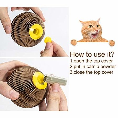 Cat Scratch Toy, Upgraded Cat Toys for Indoor Cats, Cardboard Chew Toy for Kittens, Refillable Catnip Toy