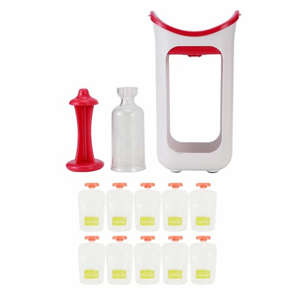 Squeeze Pouches Pouch Filling Station for semi-Solid Food with 10 Reusable Storage Bags