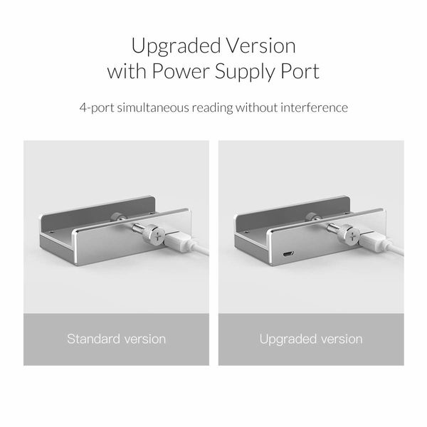 Powered USB Hub Type C to USB 3.0 Adapter with 4 USB 3.0 Ports, Compact Space-Saving Mountable Aluminum USB Hub