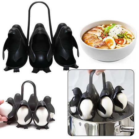 Egguins 3-in-1 Cook, Store and Serve Egg Holder, Penguin-Shaped Boiled Egg Cooker for Making Soft or Hard Boiled Eggs