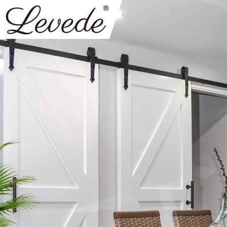 Levede Sliding Barn Door Hardware Track Set 2.44M Antique Classic Roller Kit