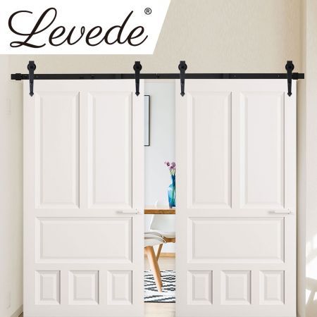 Levede Sliding Barn Door Hardware Track Set 2.44M Antique Classic Roller Kit