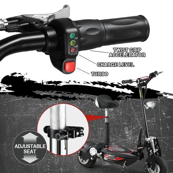 Auswheel 500W Electric Scooter Folding Deep Cycle Scooter 36V Off Road Turbo with LED