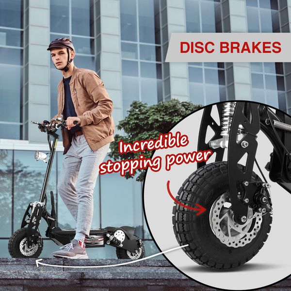 Auswheel 500W Electric Scooter Folding Deep Cycle Scooter 36V Off Road Turbo with LED