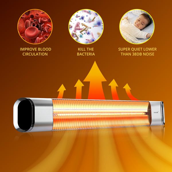 Maxkon 2000W Carbon Fibre Infrared Heater Indoor Outdoor Heater Electric Patio Instant Heater with Remote Control