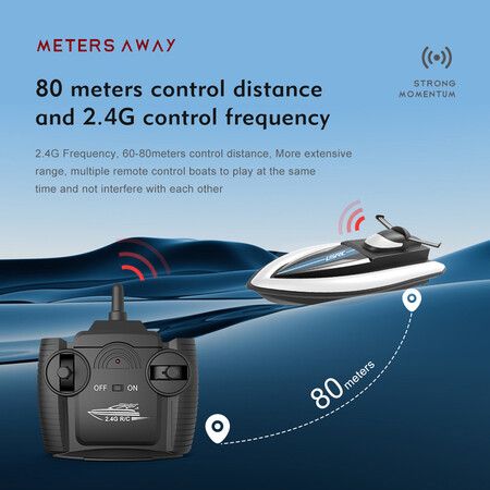 Racing Boat Remote Control with 25KM/H High Speed 4 Channels Electric Blue