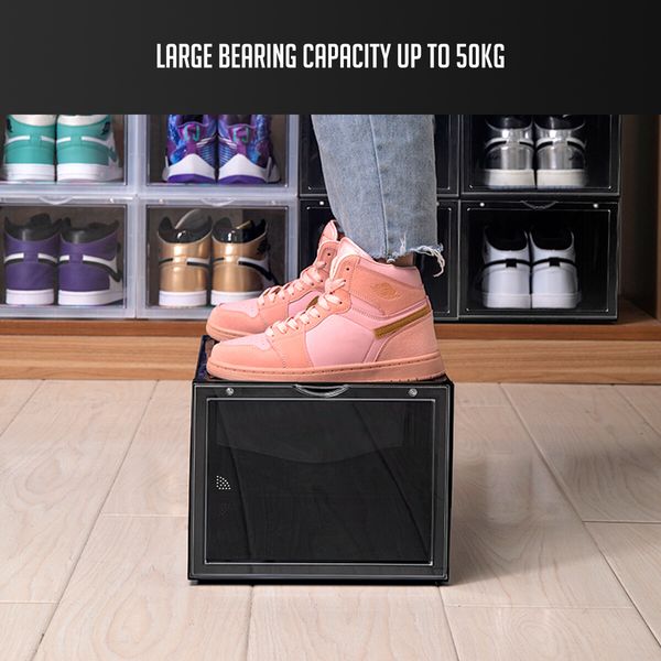 6PCS Shoe Storage Box Sneaker Display Cases ABS Plastic Boxes Stackable Organiser Transparent 