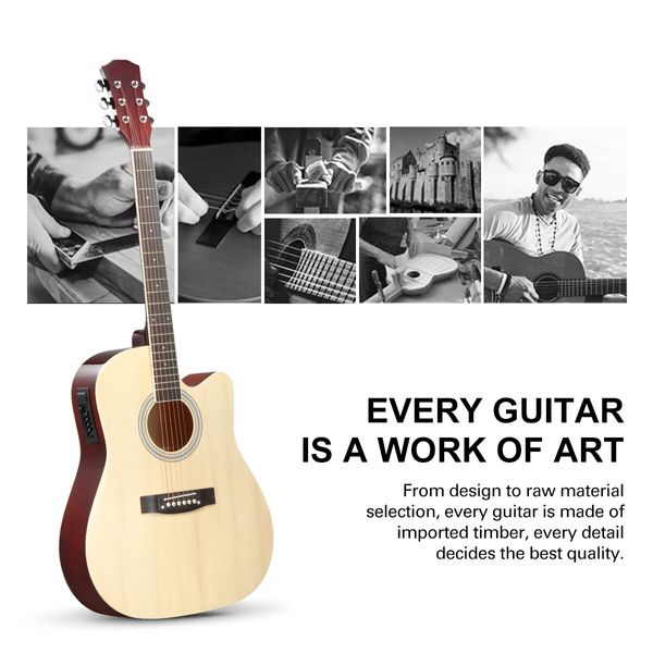 Melodic Acoustic Electric Guitar Wooden Folk 4 Band EQ Nature 41 Inch 