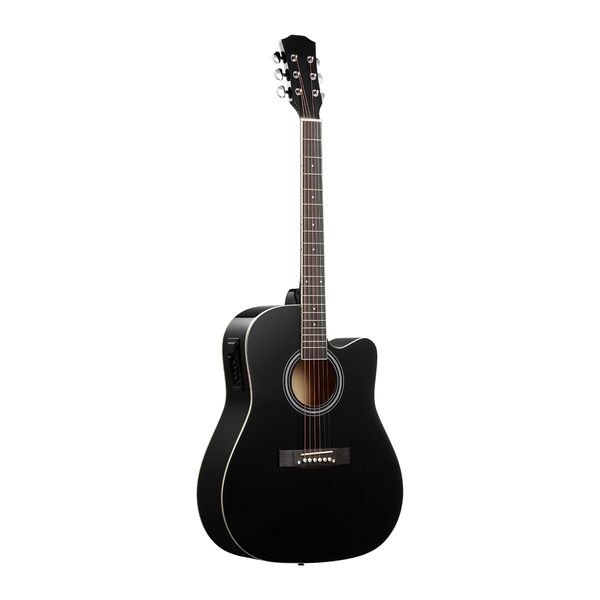 Melodic Acoustic Electric Guitar Wooden Folk 4 Band EQ Black 41 Inch