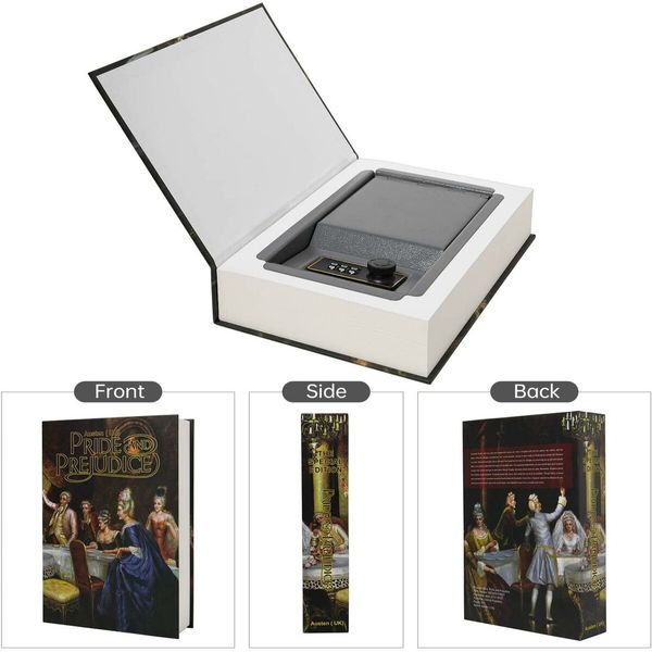 Size M Hidden Book Safe for Jewelry, Money and Cash, Hollow with Hidden Compartment PASSWORD Combination LOCK