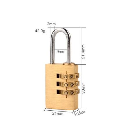 Waterproof Brass Padlock 3-DIGIT Combination Stainless Steel Lock