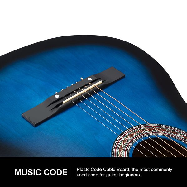 Melodic 38 Inch Round Acoustic Guitar Pack Classical Cutaway Blue