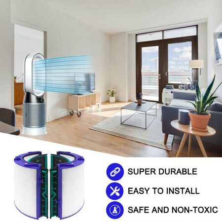 Air Purifier Filter Replacements for Dyson HP04, DP04, TP04, 1 Set Pure Cool Purifier Fan Glass HEPA Filter & Inner Activated Carbon Filters