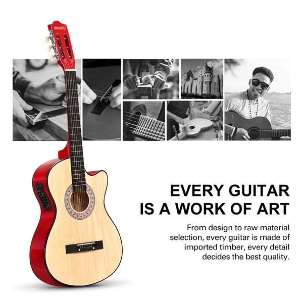 Melodic Natural 38 Inch Electric Acoustic Guitar Classical Cutaway 6 Strings w/ Bag