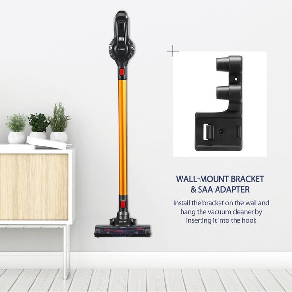 2-in-1 11kPa Cordless Vacuum Cleaner Stick Handheld Cleaning Machine 2 Speed HEPA Filter Golden