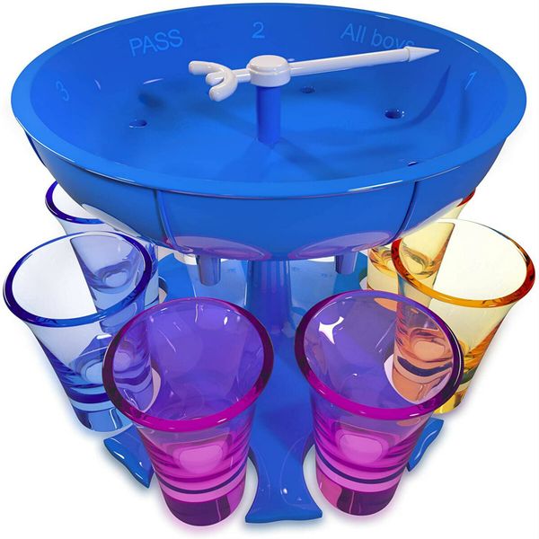 8 Shot Glass Dispenser and Holder Drink Dispenser Cocktail Dispenser Shot Glass Holder for Parties and Bars Shot Dispenser with 8 Colorful Glasses (Blue)