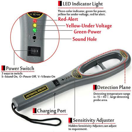 Hand Held Metal Detector,V-Resourcing Portable High Sensitivity Metal Detector for Security Inspection