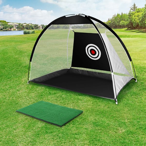 Golf Practice Net and Hitting Mat Target Set Training Aids Home Golf Swing Driving Indoor Outdoor