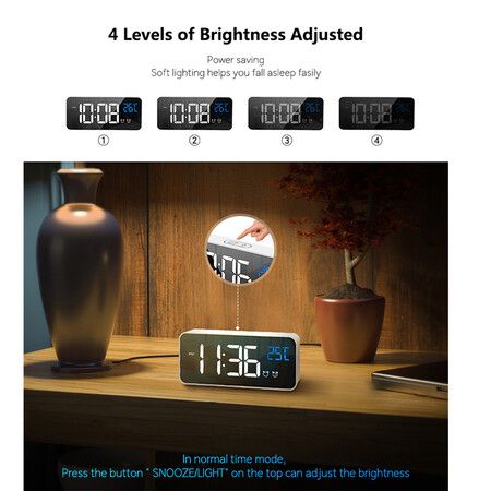 Smart electronic alarm clock creative LED portable electronic watch snooze multiple sets of alarm clock can be charged