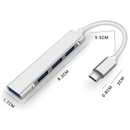 TYPE C to USB Hub, 4 Port USB C Splitter, USBC to USB Hub for MacBook and Cellphone