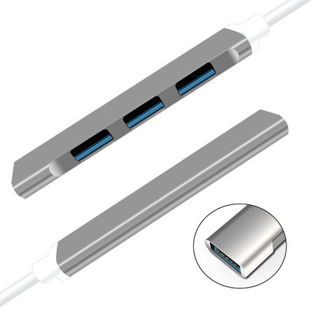 USB Hub, 4-Port USB 3.0 Hub Ultra-Slim Data USB Splitter [Charging Supported] Compatible with MacBook, Laptop, Surface Pro, PC, Flash Drive, Mobile HDD (0.5FT/0.15M)