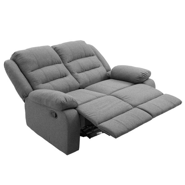 Soft Fabric Recliner Chair Sofa Lounge Armchair Grey Loveseat 2 Seater for Living Room Bedroom