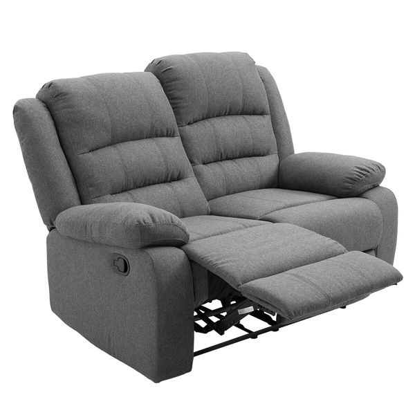 Soft Fabric Recliner Chair Sofa Lounge Armchair Grey Loveseat 2 Seater for Living Room Bedroom