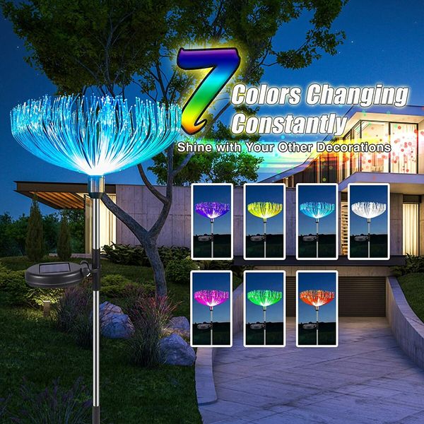 Solar Garden Lights | 7 Color Changing Solar Lights Outdoor Decorative | for Yard Patio Pathway Decorations(2 pcs)