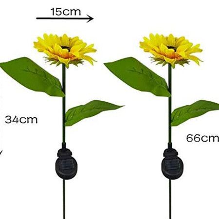 Solar LED Outdoor Lights | Sunflower Garden Lighting for Courtyard, Front yard(2 Pack)