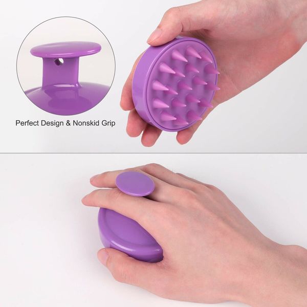 Hair Shampoo Brush, Scalp Care Hair Brush with Soft Silicone Scalp Massager (Purple)