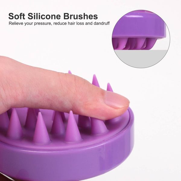 Hair Shampoo Brush, Scalp Care Hair Brush with Soft Silicone Scalp Massager (Purple)